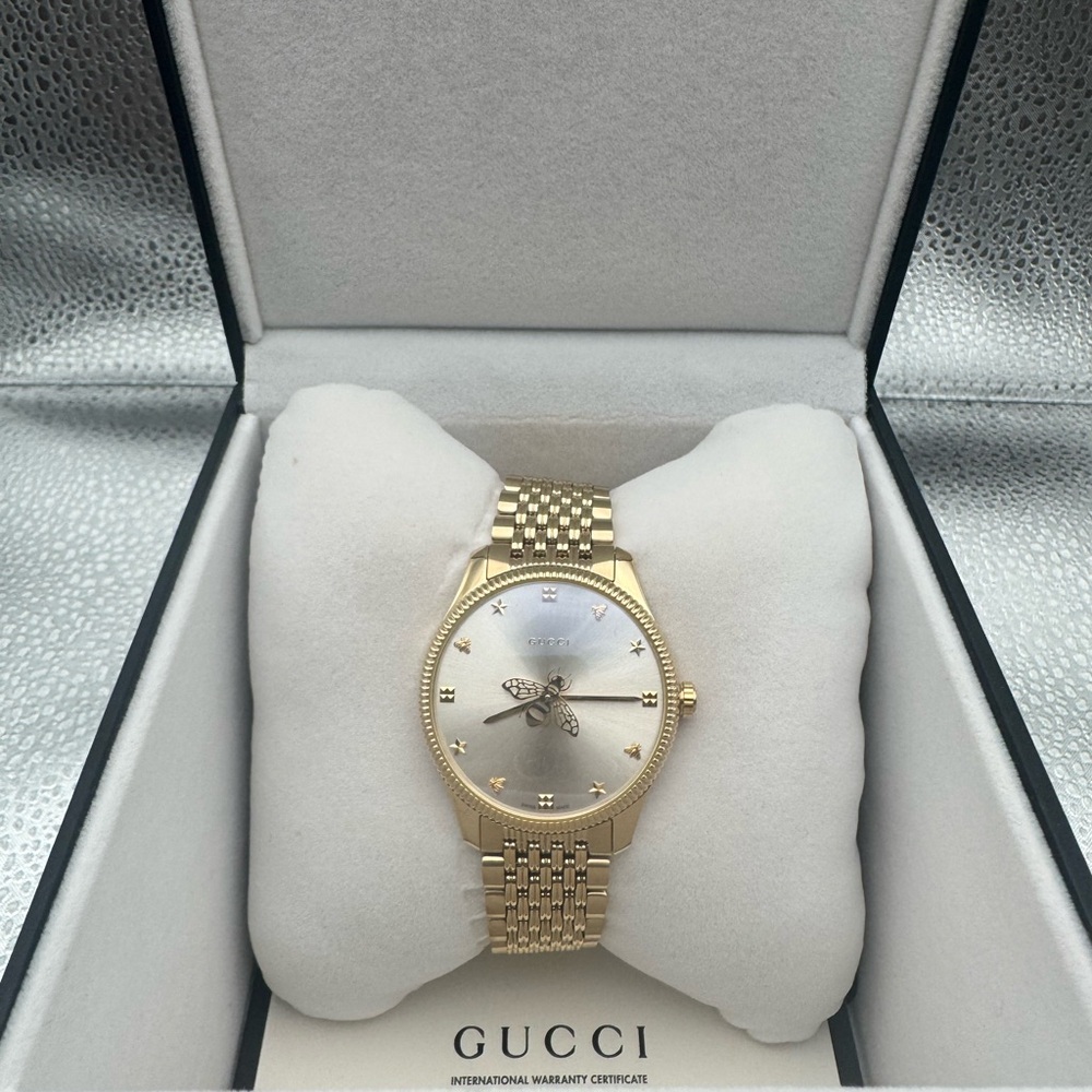 Gucci Women's Gold Watch with Silver Dial